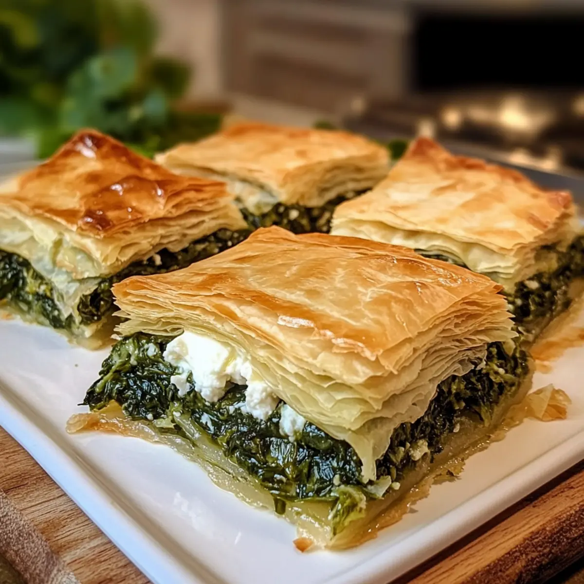 Echter griechischer Spanakopita Rezept für Hygge Genuss 5 Echter griechischer Spanakopita Rezept Zutaten: - 500 g frischer Spinat - 200 g Feta-Käse - 1 Zwiebel - 3 Eier - 1 Packung Filoteig - 100 g Butter - Salz - Pfeffer - Muskatnuss Anleitung: 1. Den Spinat waschen und grob hacken. 2. Die Zwiebel fein würfeln und in einer Pfanne mit etwas Butter anbraten, bis sie golden ist. 3. Den Spinat zur Zwiebel hinzufügen und kurz mitdünsten, bis er zusammenfällt. 4. Die Pfanne vom Herd nehmen und abkühlen lassen. 5. In einer Schüssel den Feta zerbröckeln und mit den Eiern, Salz, Pfeffer und Muskatnuss vermengen. 6. Die abgekühlte Spinat-Zwiebel-Mischung hinzufügen und gut vermischen. 7. Eine Auflaufform mit Butter einfetten. 8. Ein Blatt Filoteig in die Form legen und mit Butter bestreichen. Diesen Schritt wiederholen, bis die Hälfte des Teigs verbraucht ist. 9. Die Spinatmischung gleichmäßig auf den Teig geben. 10. Die restlichen Filoteigblätter auf die Füllung legen, jedes Blatt mit Butter bestreichen. 11. Die Oberseite mit einem scharfen Messer einschneiden, um Dampf entweichen zu lassen. 12. Im vorgeheizten Ofen bei 180°C etwa 30-40 Minuten backen, bis die Oberseite goldbraun ist. 13. Aus dem Ofen nehmen, etwas abkühlen lassen und warm servieren.