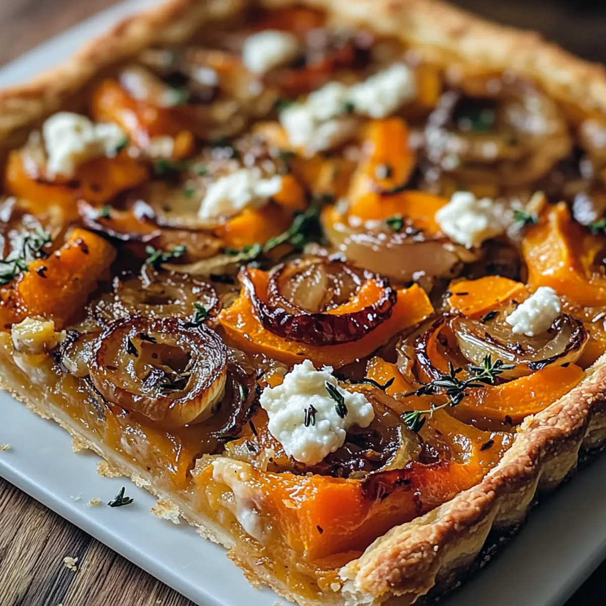 Karamellisierte Zwiebel Butternutkürbis Tart
