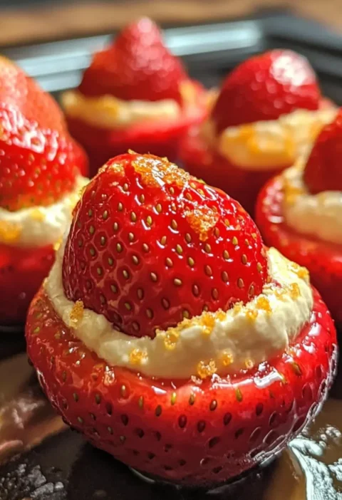 Käsekuchen gefüllte Erdbeeren