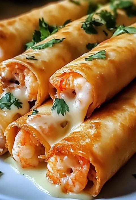 Krosse Krabben- und Garnelen-Queso-Taquitos