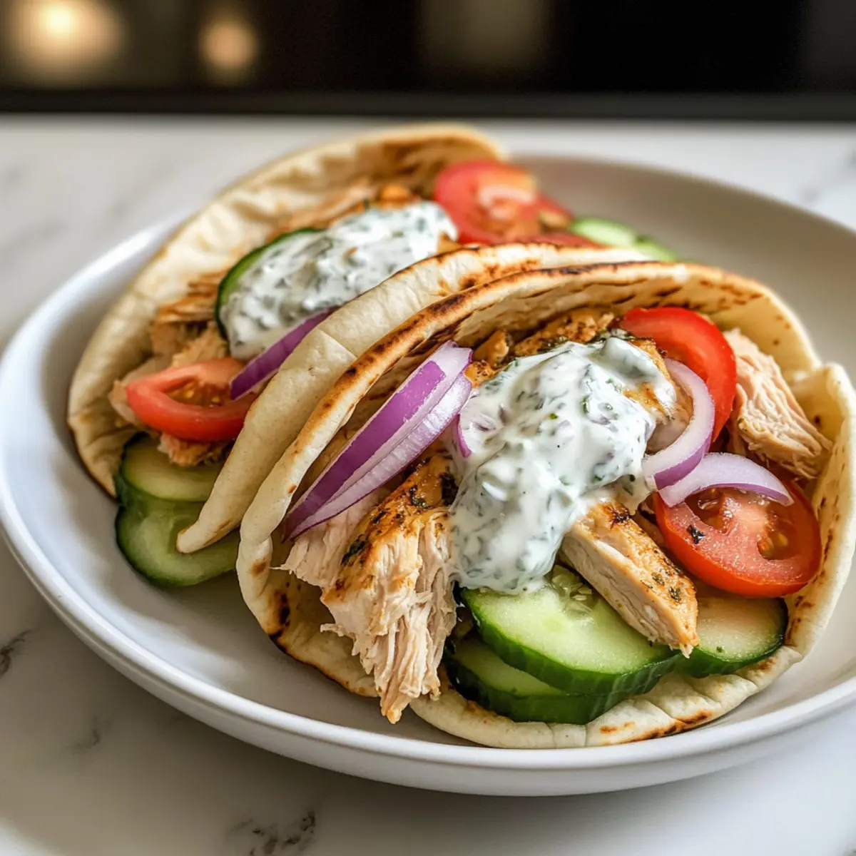 Crockpot griechische Hähnchen-Pitas mit Tzatziki genießen 2 Crockpot Greek Chicken Pitas with Tzatziki crd3cw