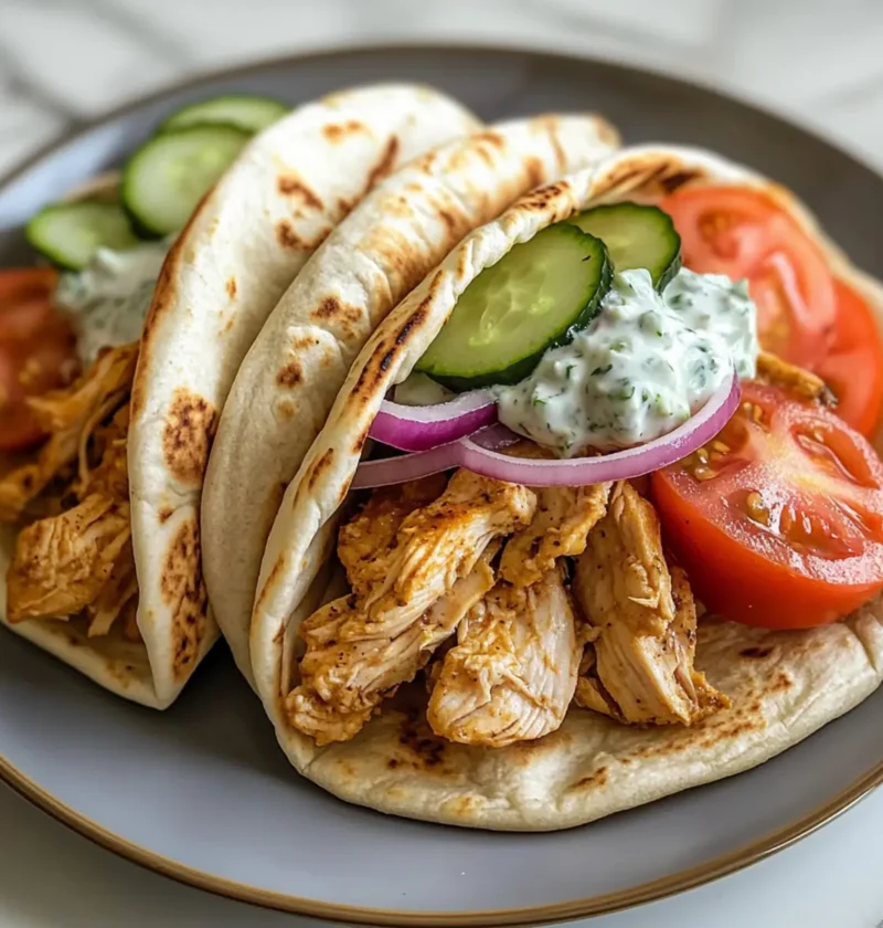 Crockpot griechische Hähnchen-Pitas mit Tzatziki genießen 1 Crockpot griechische Hähnchen-Pitas mit Tzatziki