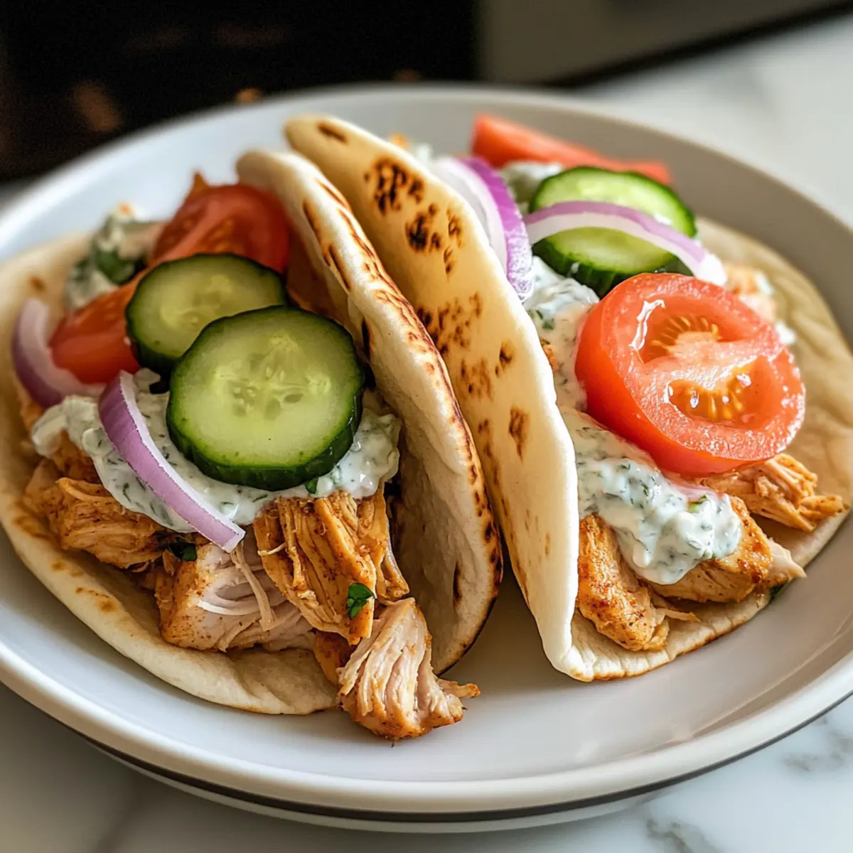 Crockpot Greek Chicken Pitas with Tzatziki p88zk6