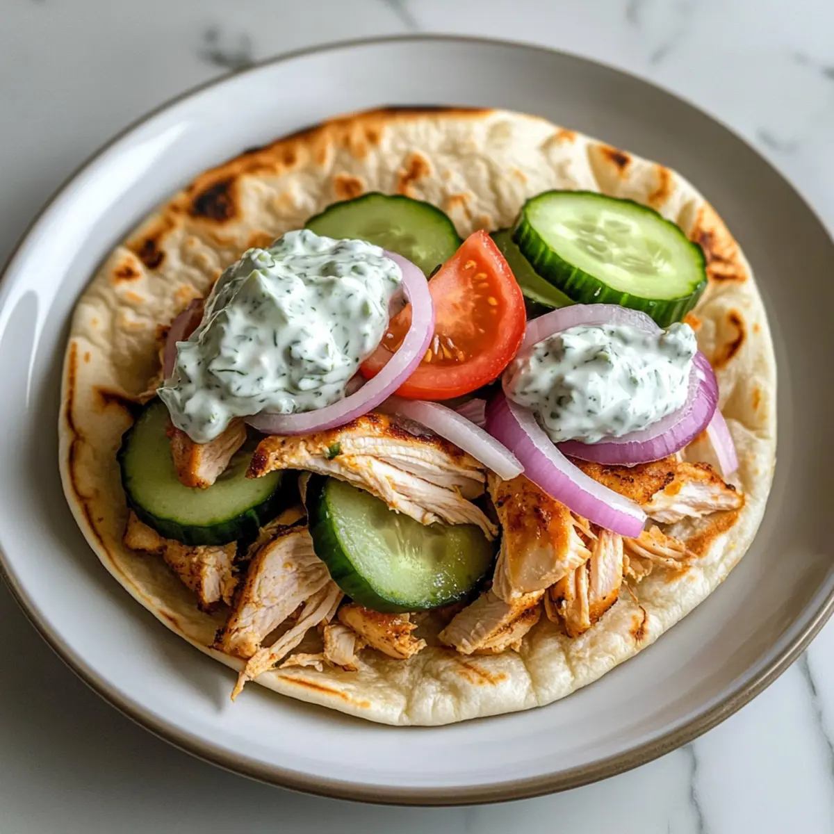 Crockpot Griechisches Hühnchen Pitas mit Tzatziki