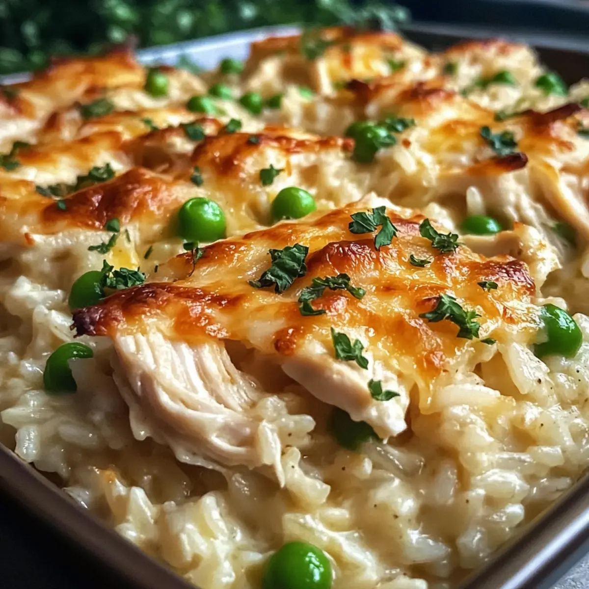 Dump-und-Bake Hähnchen Alfredo Reisauflauf