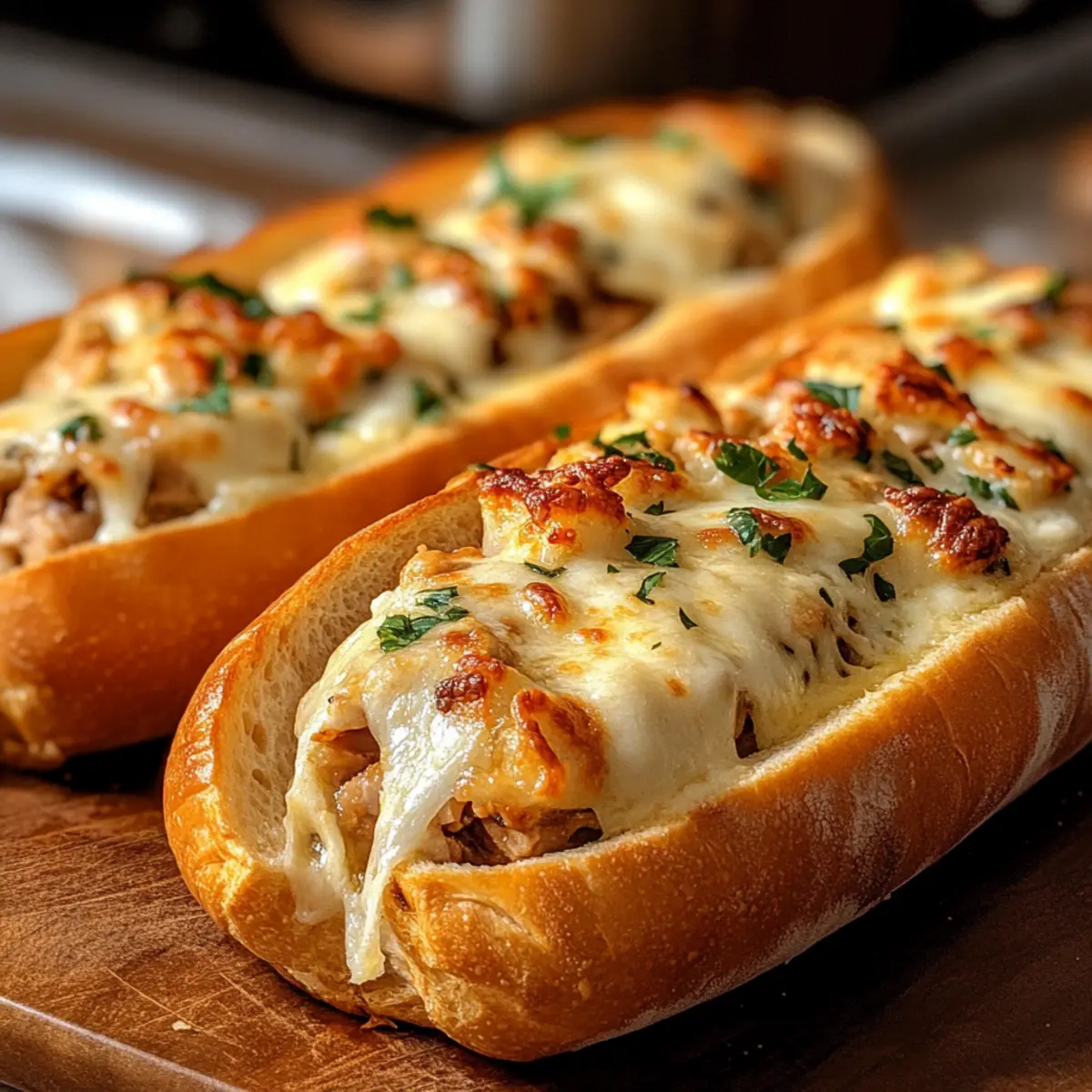 Gefüllte Airfryer-Baguettes mit Pute und Mozzarella