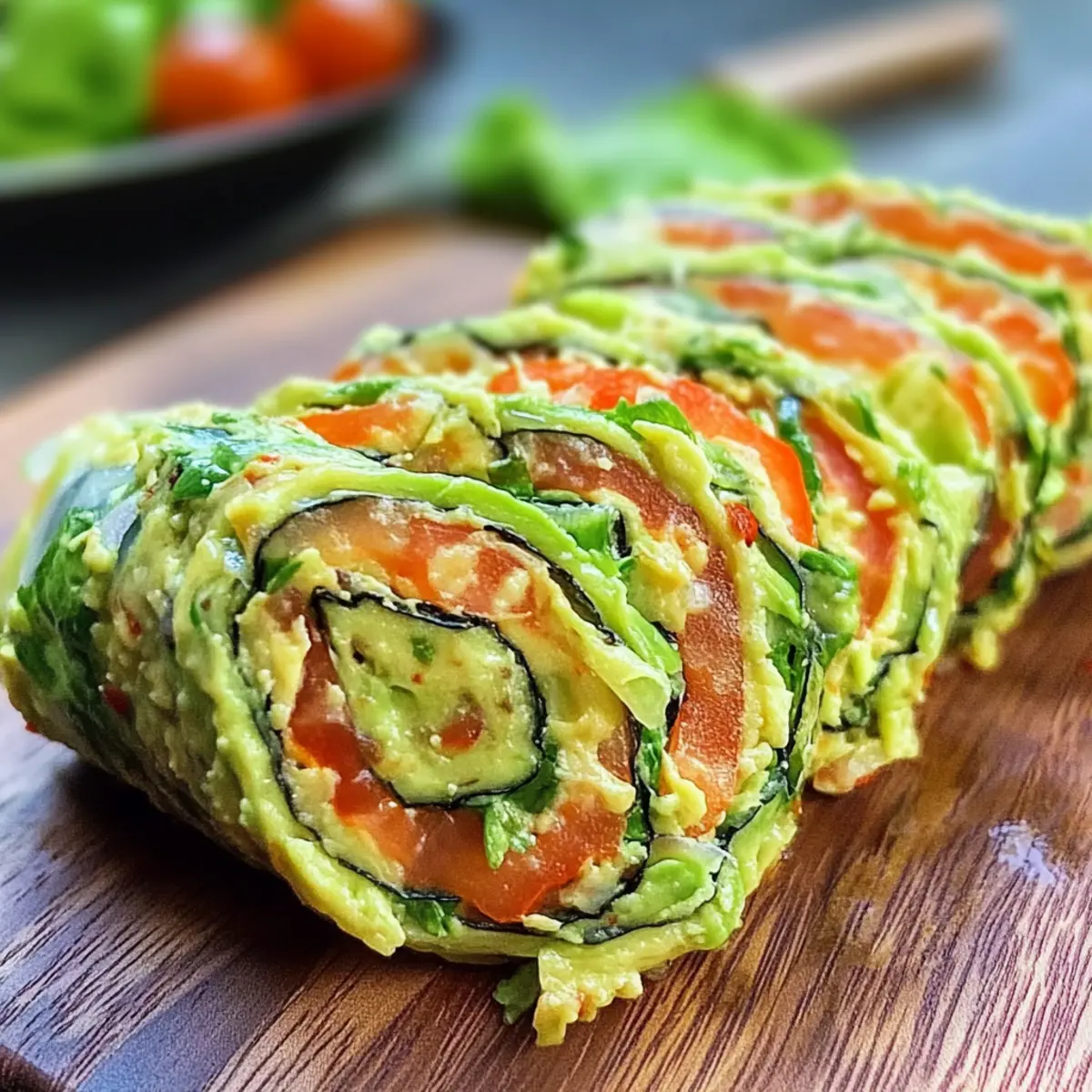 Gesunde Gemüserolle mit cremiger Avocadocreme 5 Gesunde Gemüserolle gefüllt mit Avocadocreme