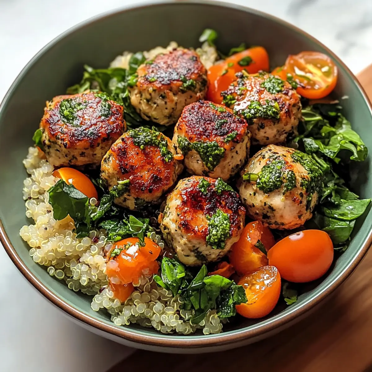 Kräuterhähnchenfleischbällchen-Schüssel leicht gemacht 2 Herbed Chicken Meatball Bowl Recipe hviifr