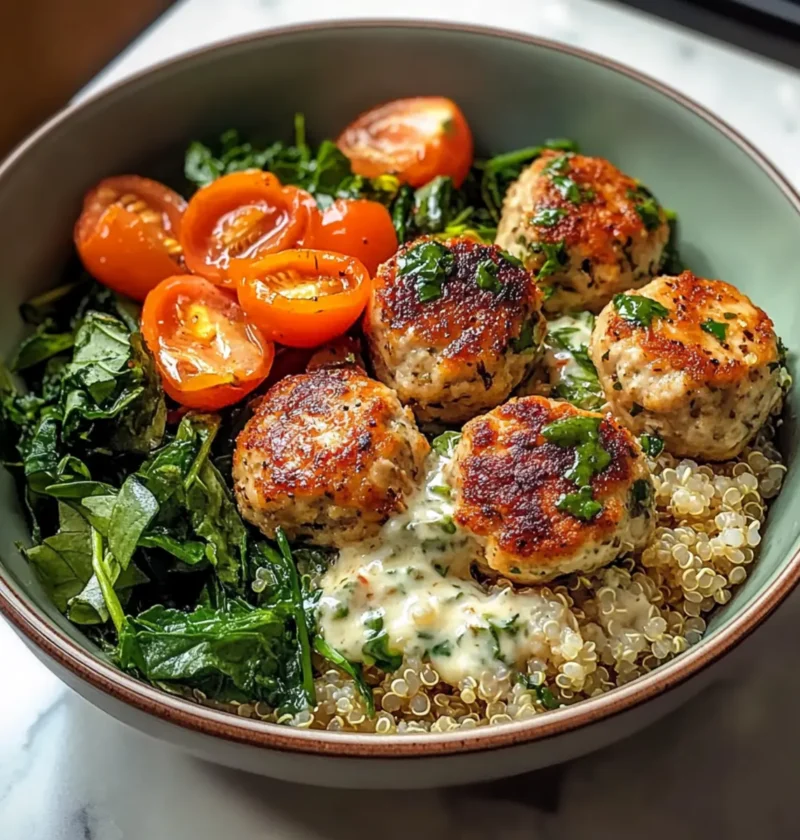 Kräuterhähnchenfleischbällchen-Schüssel leicht gemacht 1 Kräuterhähnchenfleischbällchen-Schüssel-Rezept