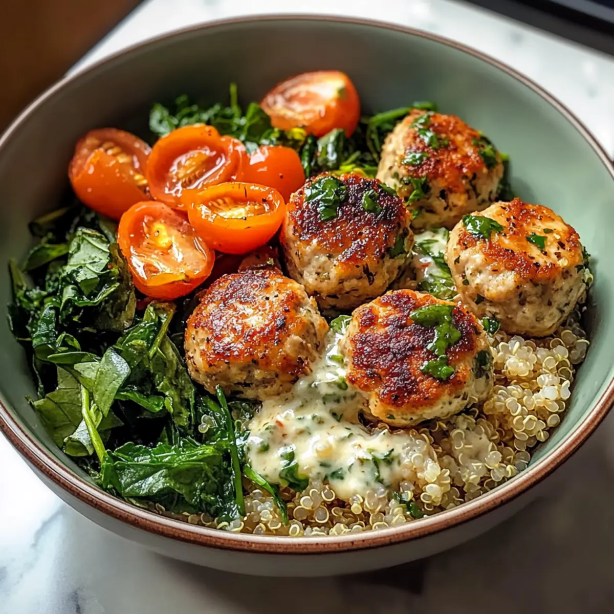 Kräuterhähnchenfleischbällchen-Schüssel leicht gemacht 5 Kräuterhähnchenfleischbällchen-Schüssel-Rezept