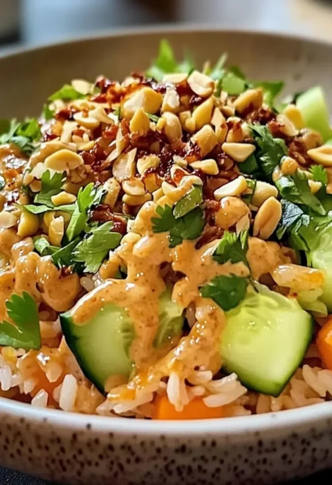 Knuspriger Satay-Reis-Salat