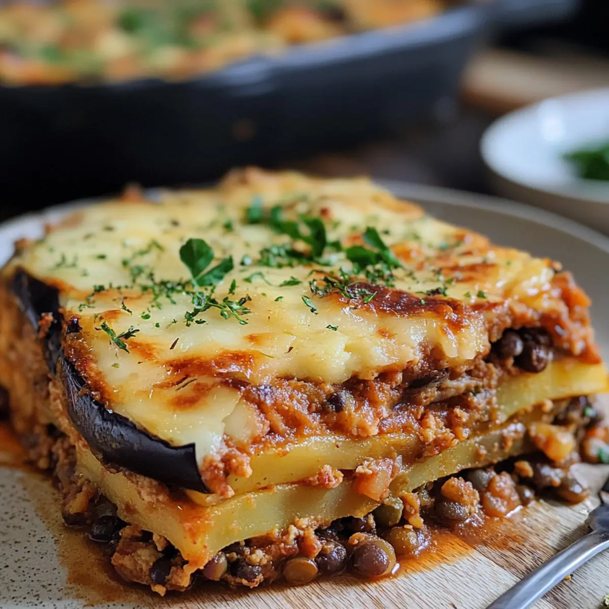 Linsen Moussaka vegan - Herzhaft und gesund genießen 5 Linsen Moussaka (vegan)