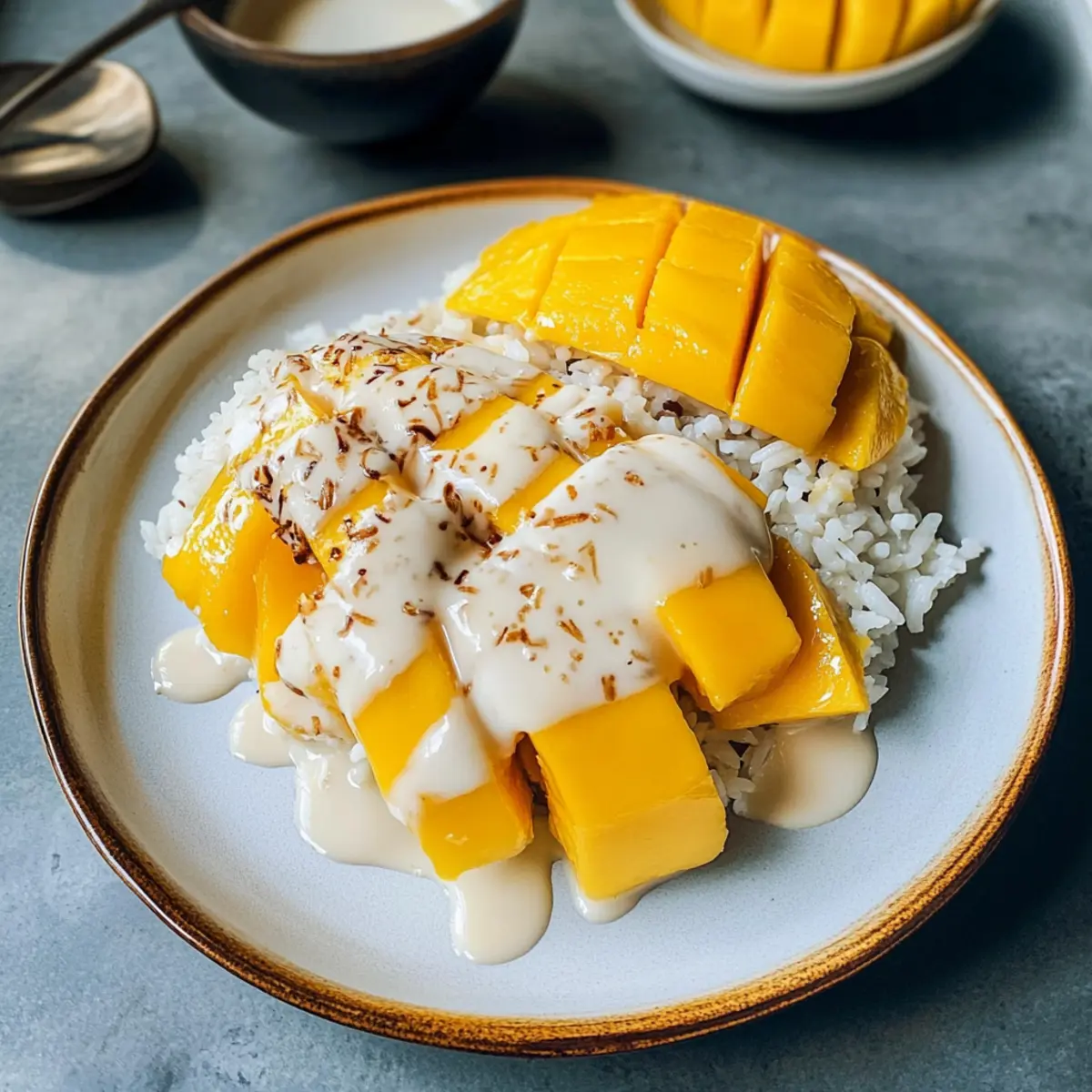 Mango Klebreis mit cremiger Kokossoße 2 Mango Sticky Rice q0uave