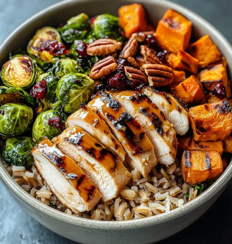 Ahorn-Dijon-Hähnchen und Süßkartoffel-Bowls genießen 1 Ahorn-Dijon-Hähnchen und geröstete Süßkartoffel-Bowls