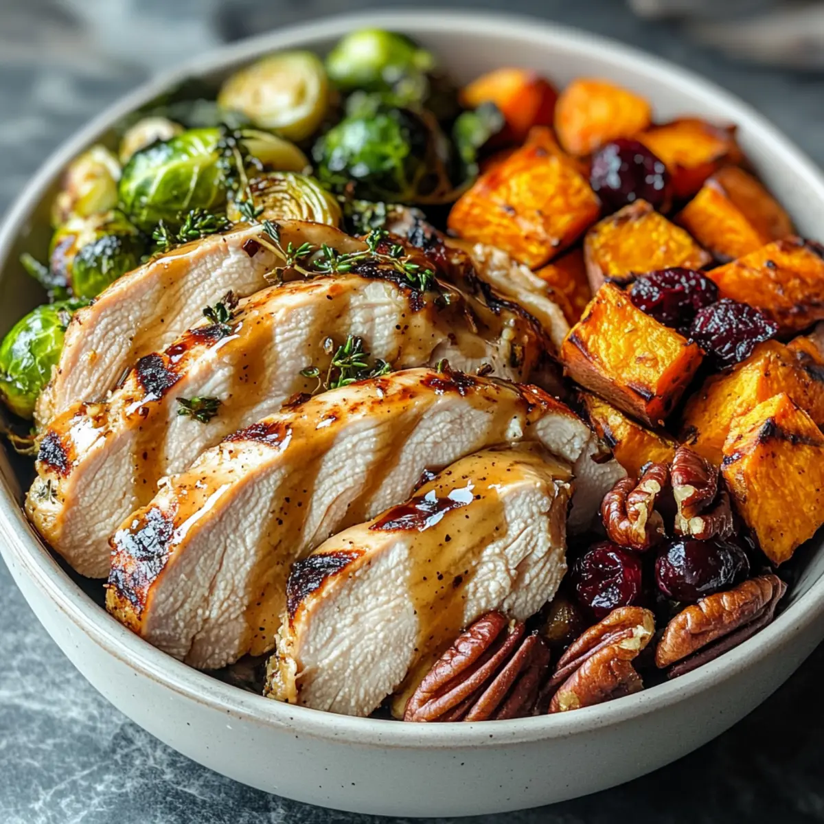 Ahorn-Dijon-Hähnchen und geröstete Süßkartoffeln 5 Ahorn-Dijon-Hähnchen und geröstete Süßkartoffel-Bowls