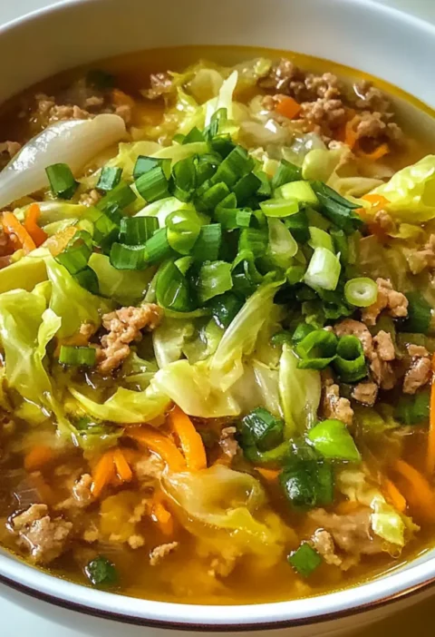 One-Pot Eierrolle Suppe mit Frühlingszwiebeln und Ingwer