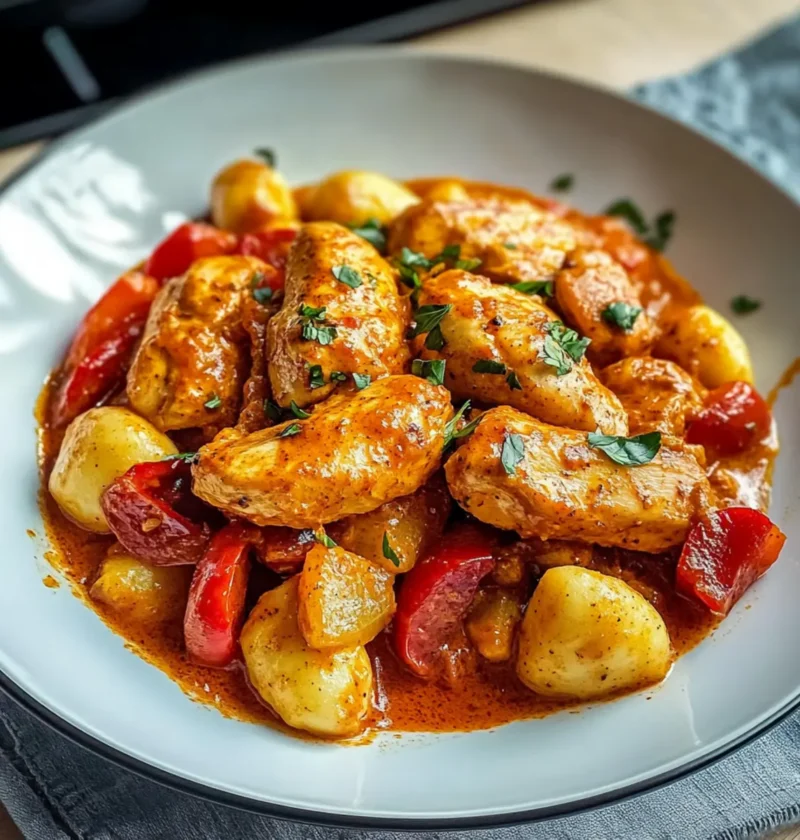 Paprika-Sahne-Hähnchen mit Gnocchi für schnelles Kochen 37 Paprika-Sahne-Hähnchen mit Gnocchi