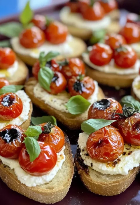 Ricotta-Bruschetta mit gerösteten Tomaten