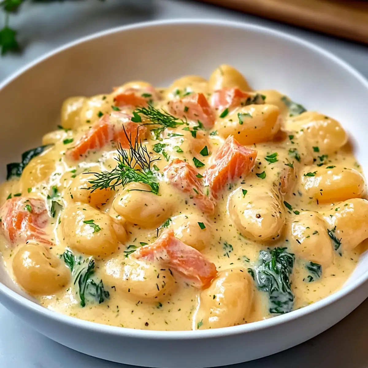 Räucherlachs Gnocchi in cremiger Dill-Sauce 2 Smoked Salmon Gnocchi fbylwq