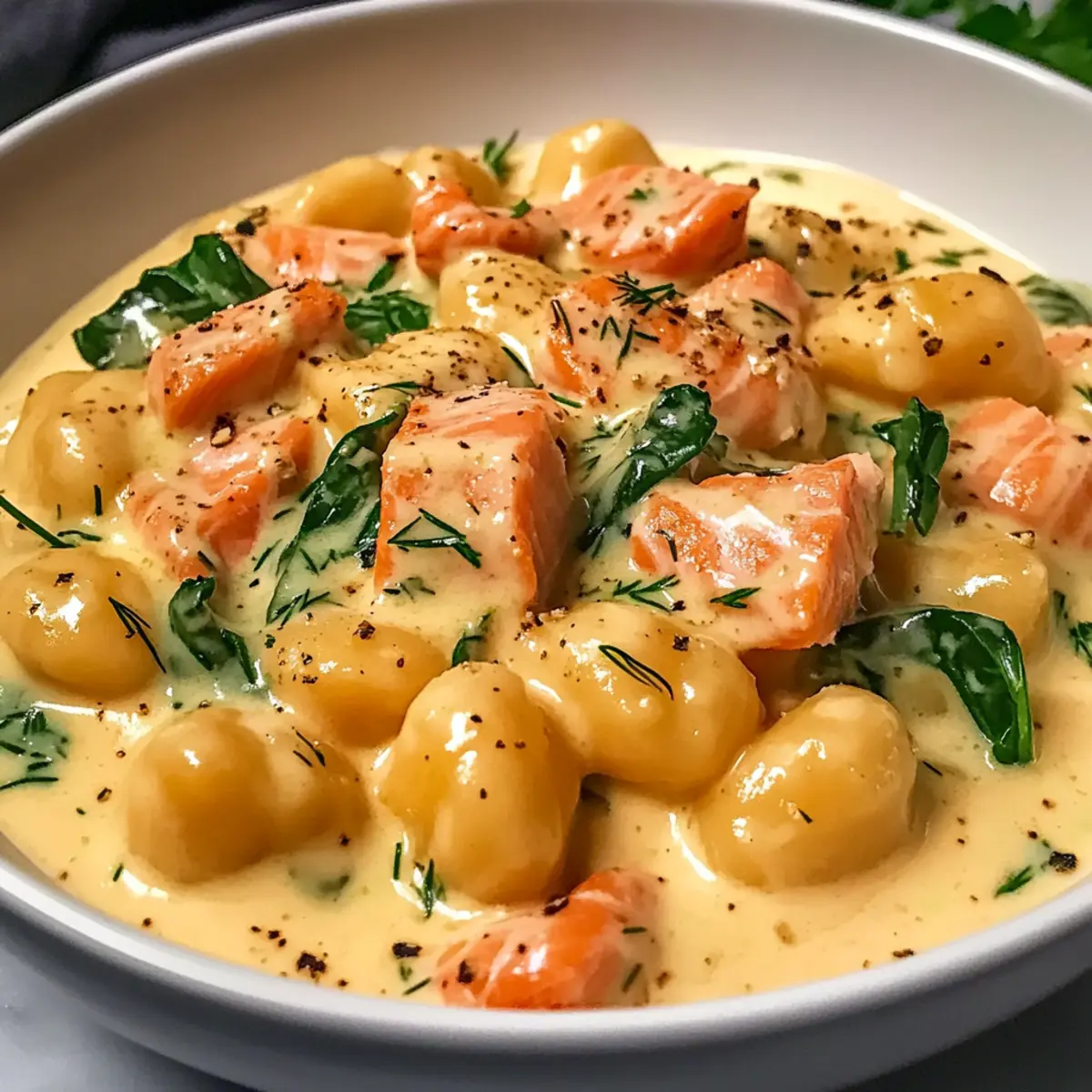 Räucherlachs Gnocchi in cremiger Dill-Sauce 3 Smoked Salmon Gnocchi k9rlpk