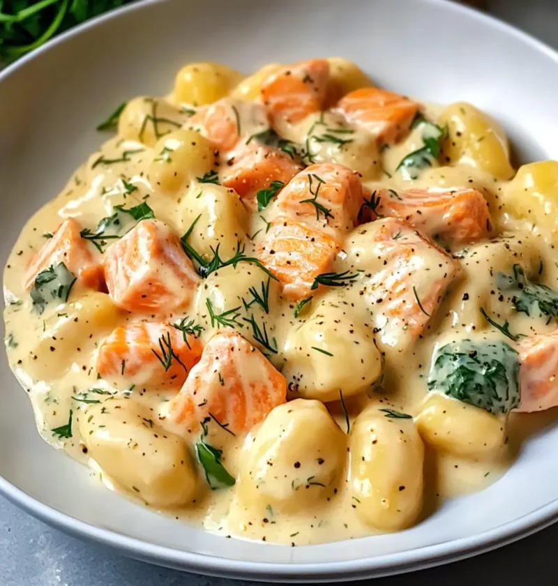 Räucherlachs Gnocchi in cremiger Dill-Sauce 1 Räucherlachs Gnocchi