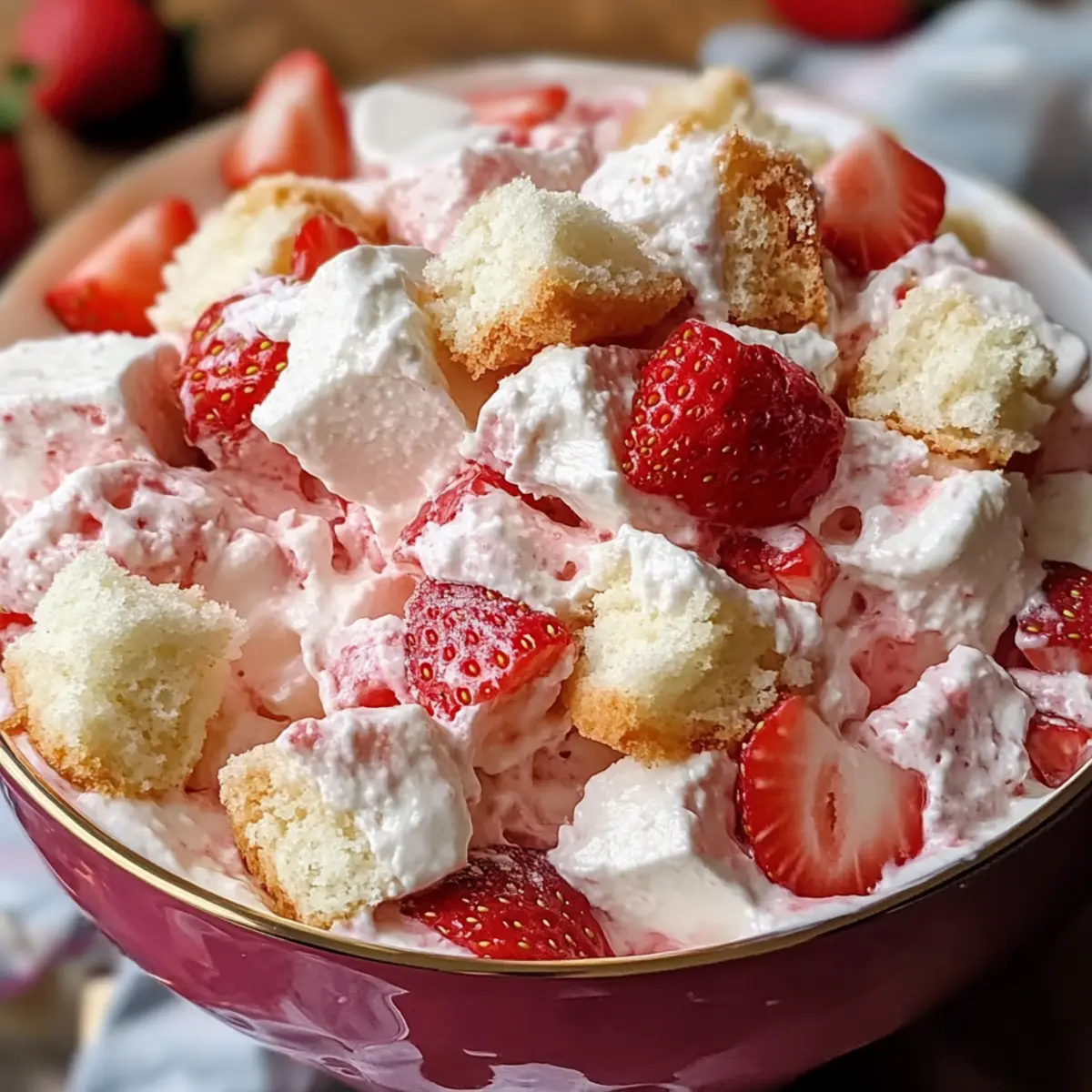 Erdbeer-Kuchen-Fluff-Salat für heiße Sommertage 5 Erdbeer-Kuchen-Fluff-Salat