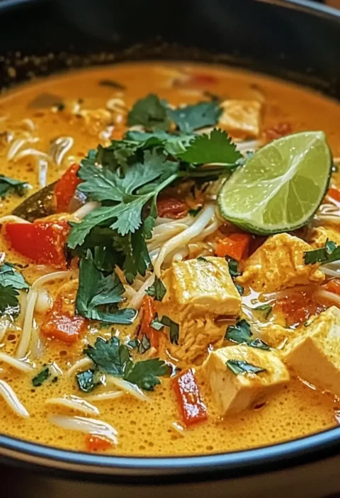 Thailändische Kokos-Curry-Nudelsuppe