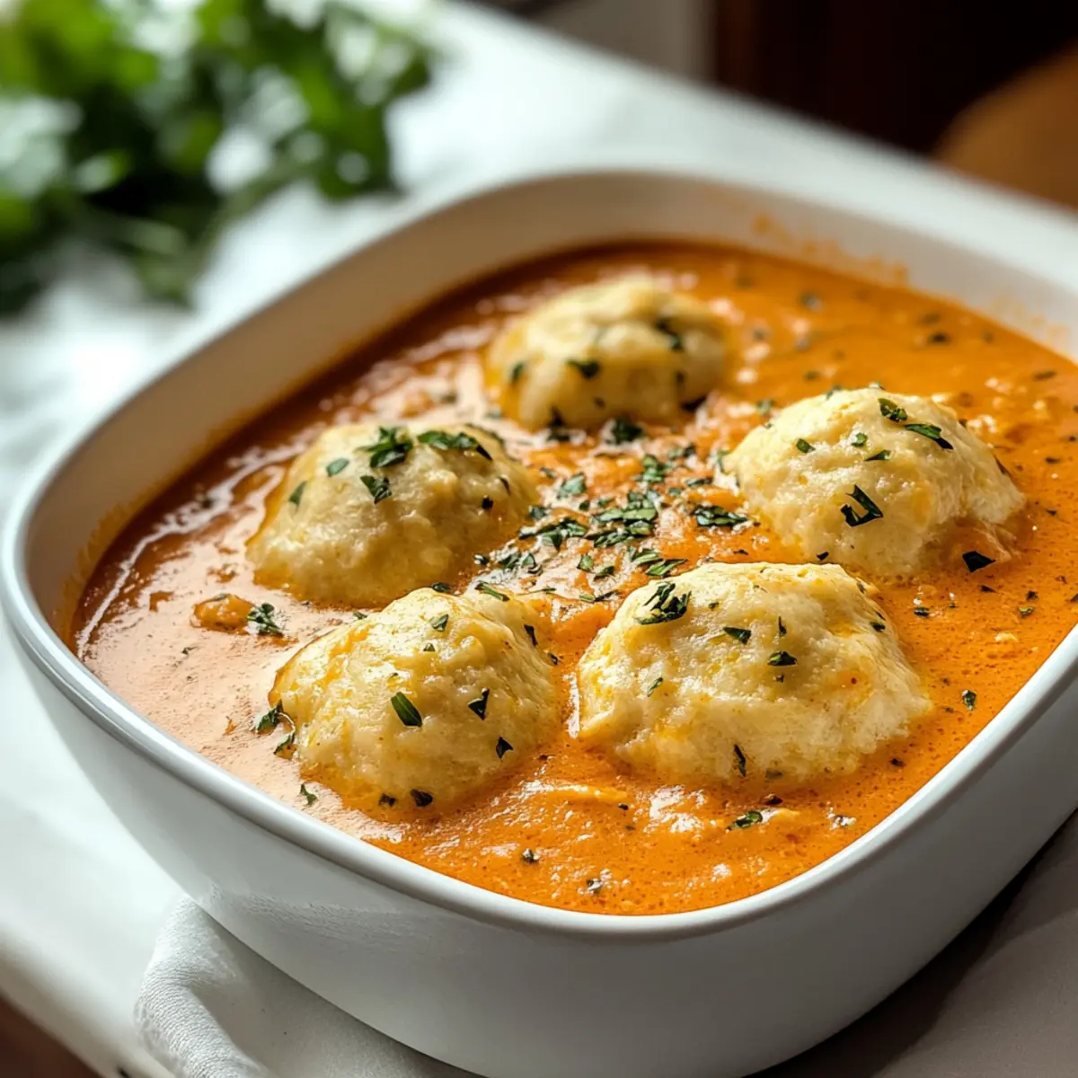 Tomatensuppe mit Cheddar-Bay-Knödeln für Gemütlichkeit 4 Tomato Soup with Cheddar Bay Dumplings cvnheh