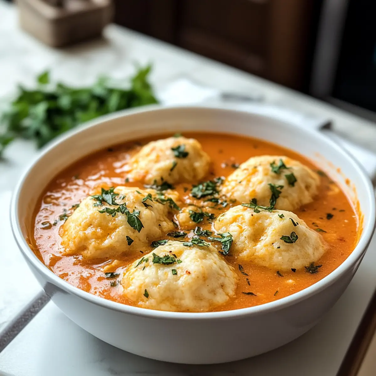 Tomatensuppe mit Cheddar-Bay-Knödeln für Gemütlichkeit 3 Tomato Soup with Cheddar Bay Dumplings kcn5hr