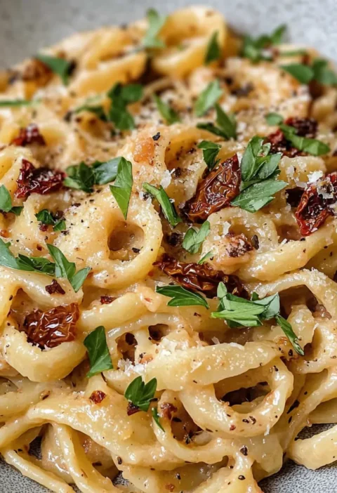 Veganisierte karamellisierte Zwiebel Pasta