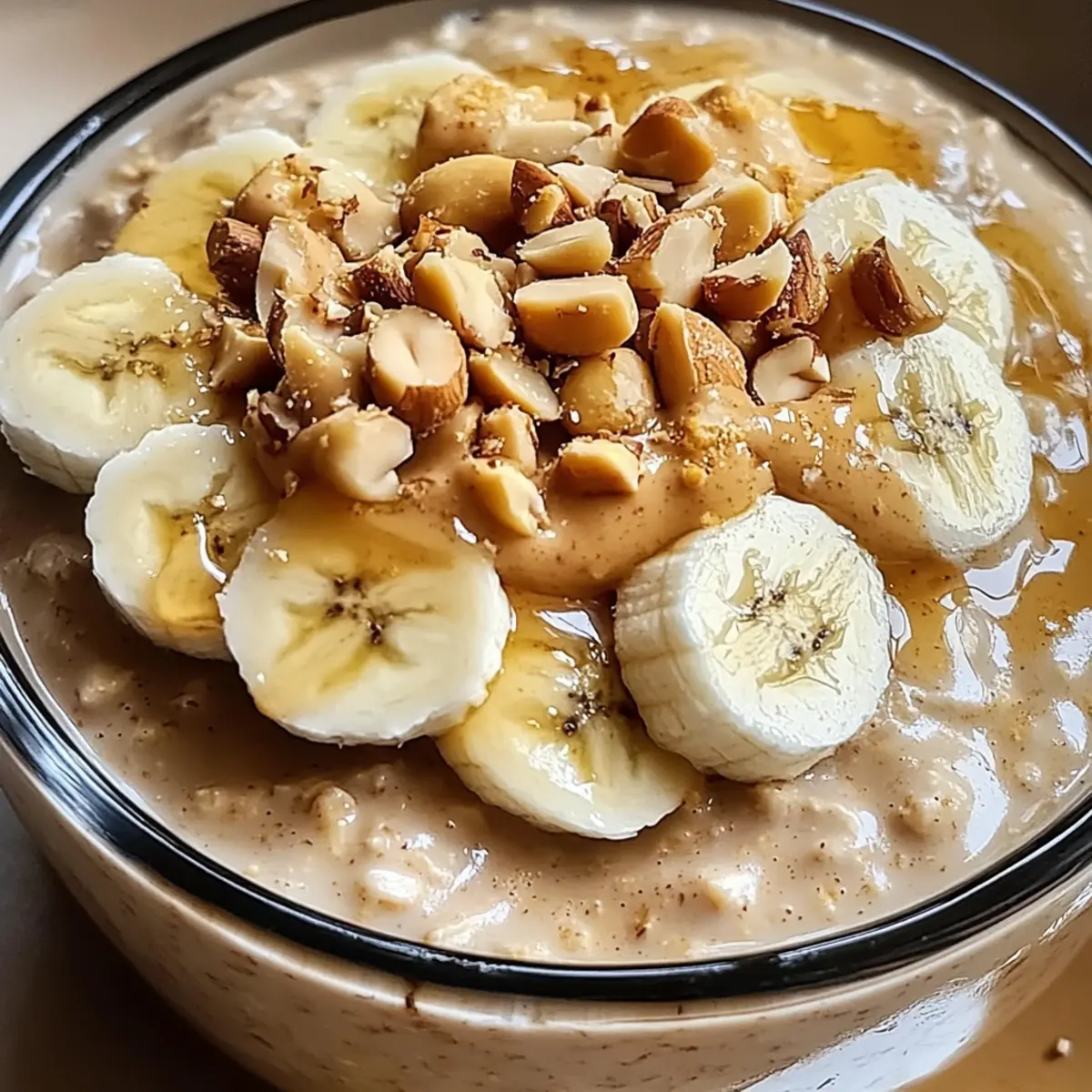 Bananen-Erdnussbutter Übernacht-Haferflocken ganz einfach 2 Bananen Erdnussbutter Overnight Oats s8nirr