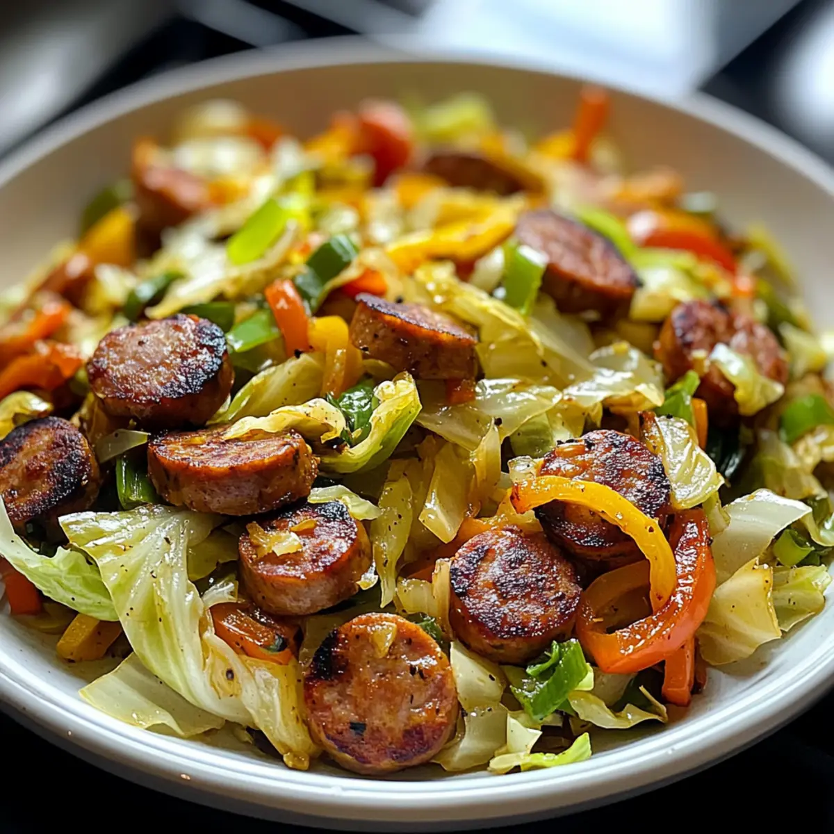 Rindfleischwürstchen und Kohl Pfannengericht für jeden Tag 5 Rindfleischwürstchen und Kohl Pfannengericht