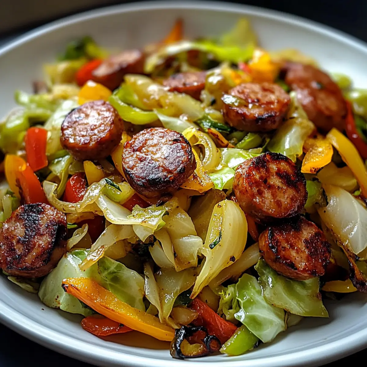 Rindfleischwürstchen und Kohl Pfannengericht für jeden Tag 3 Beef Sausage and Cabbage Stir Fry ids5on