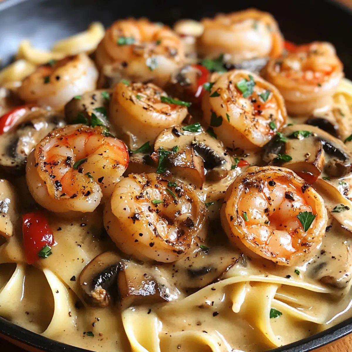 Schwarze Garnelen Stroganoff