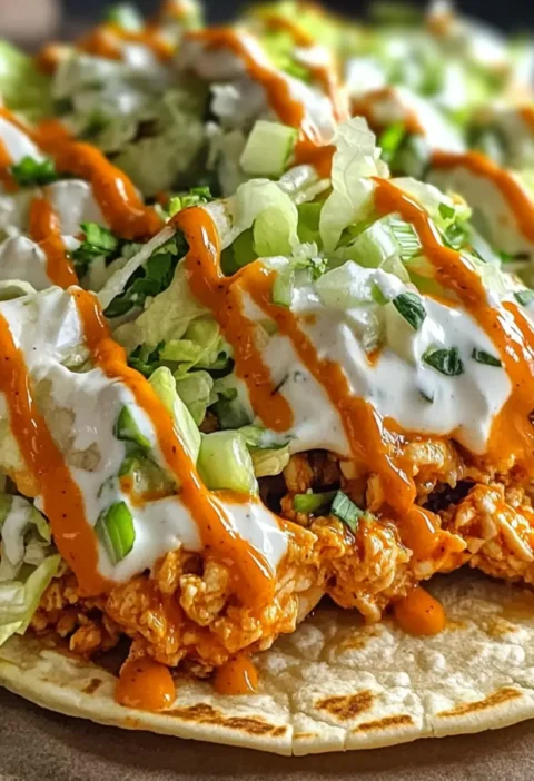 Buffalo-Hühnchen-Smashed-Burger-Tacos-Rezept