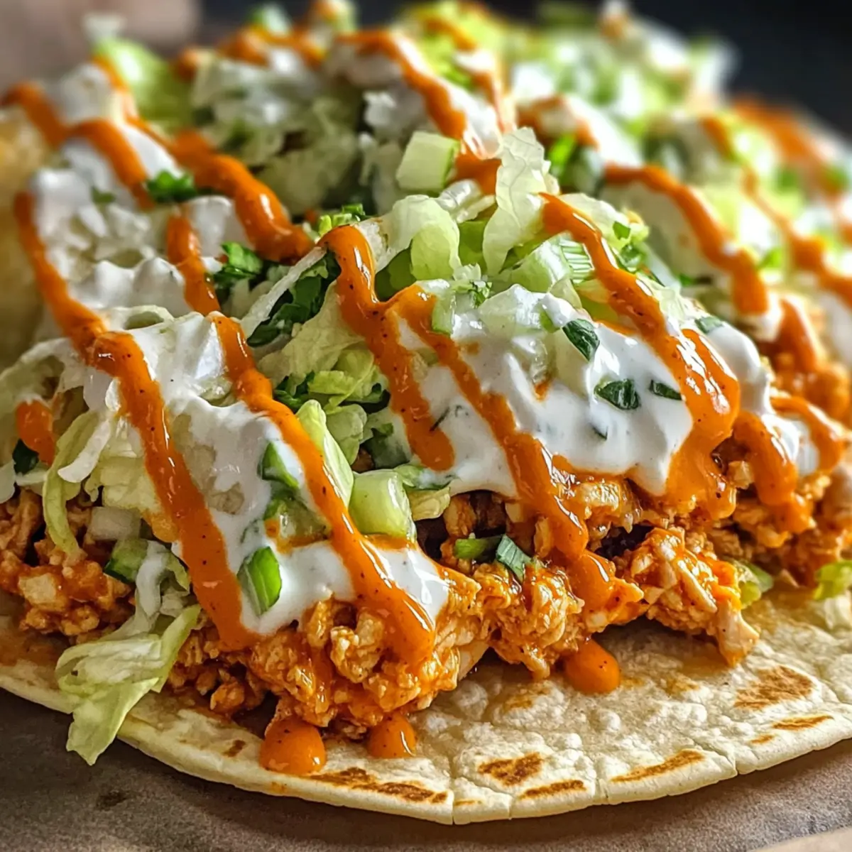 Buffalo-Hühnchen-Smashed-Burger-Tacos-Rezept