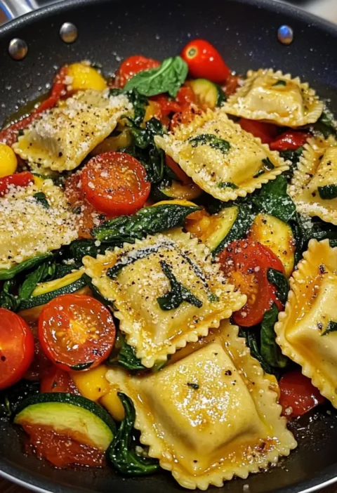 Bunte Ravioli-Gemüse-Pfanne