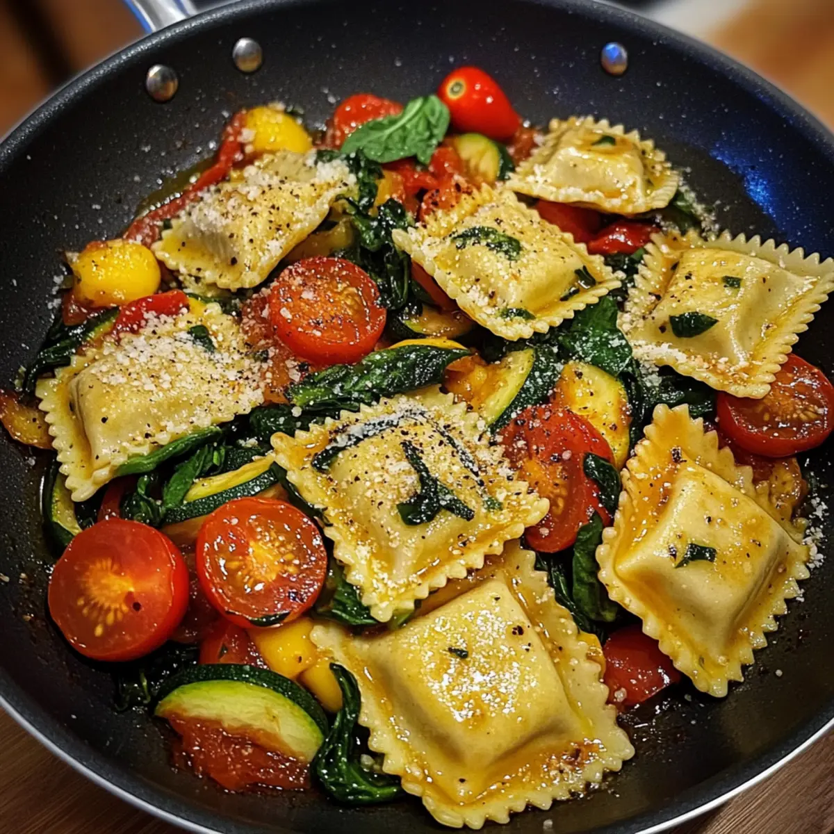 Bunte Ravioli-Gemüse-Pfanne