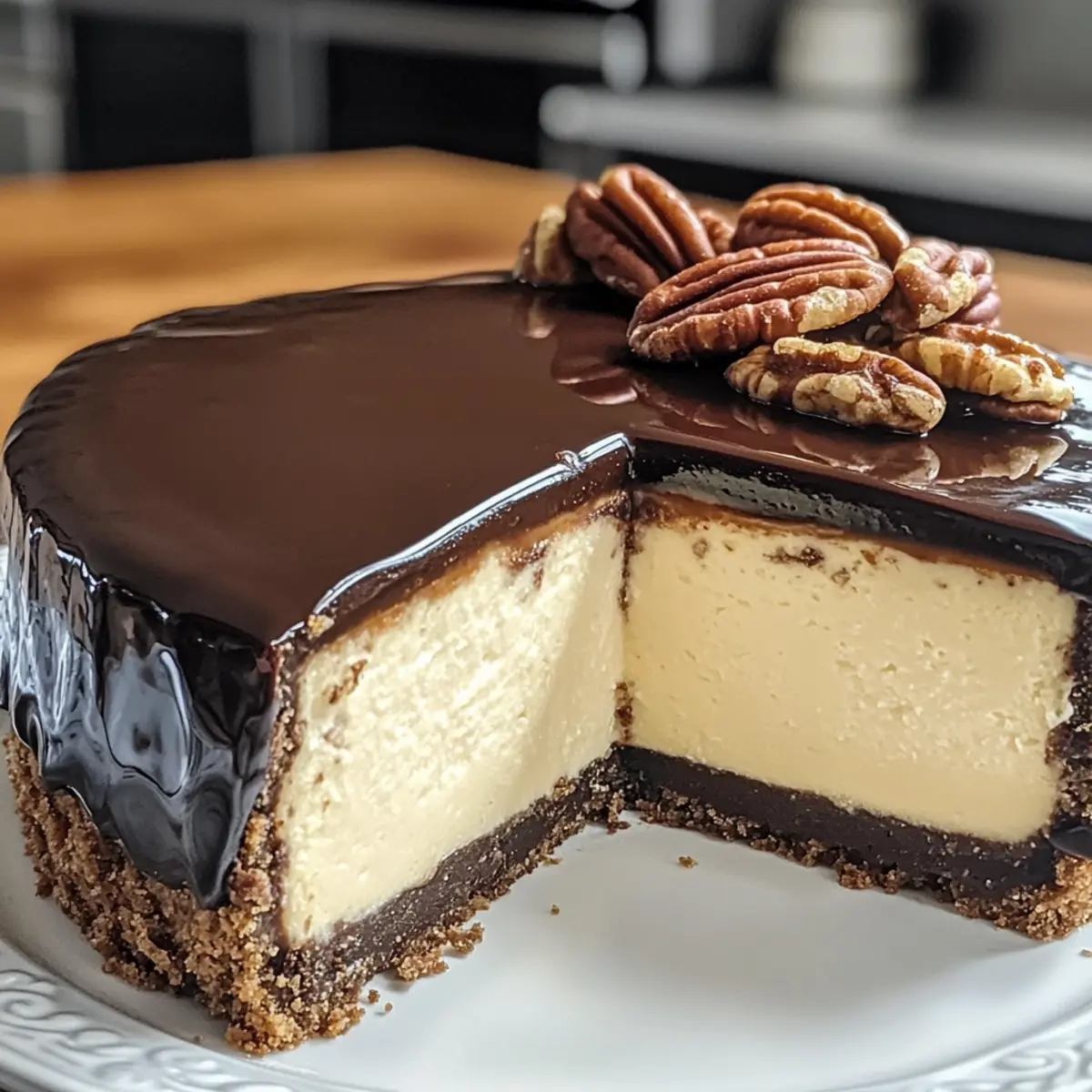 Butter Pecan Cheesecake mit Schokoladenglasur g5ttvd