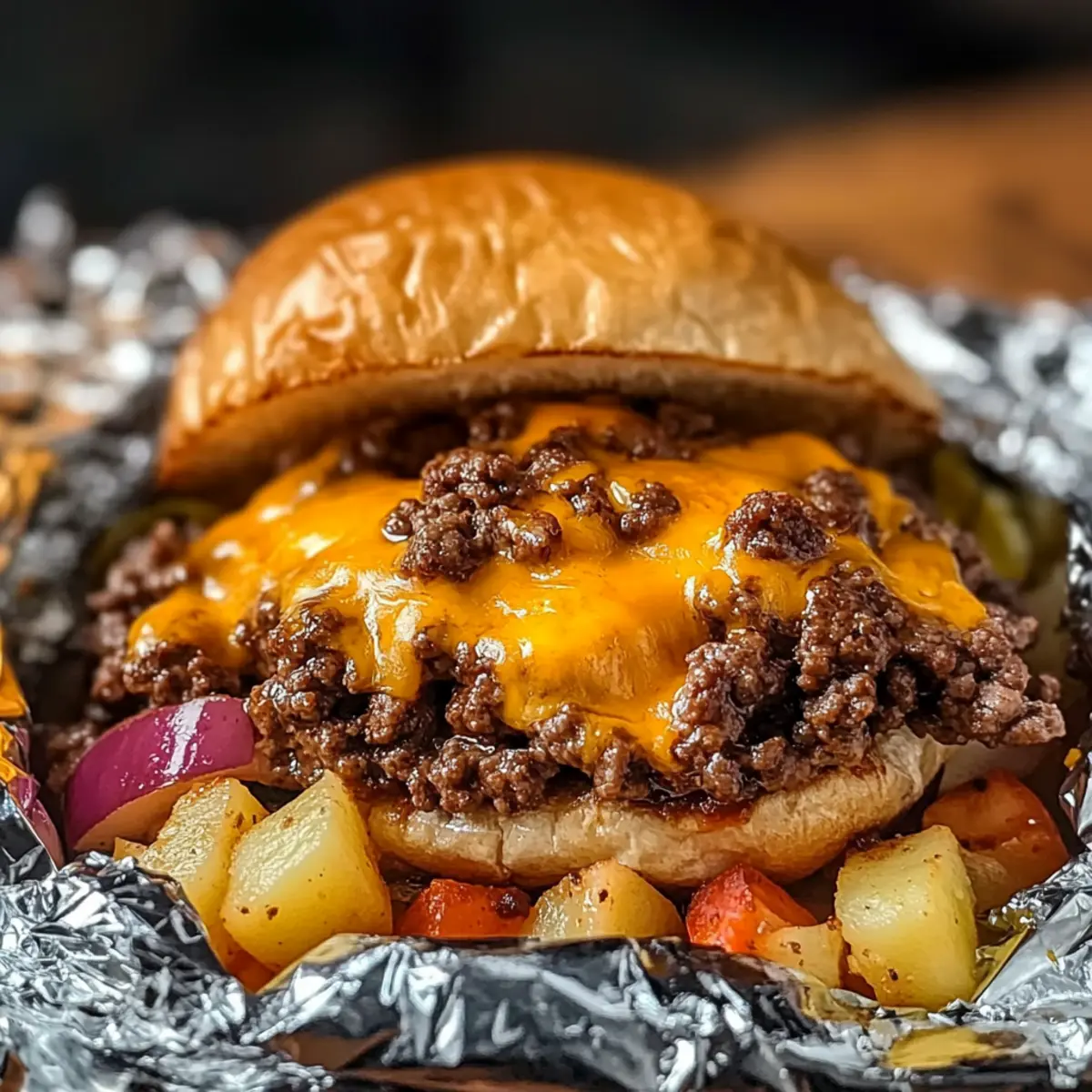 Cheeseburger Hobo Folie-Paket Rezept zum Verlieben 2 Cheeseburger Hobo Foil Packets Recipe cbekmb