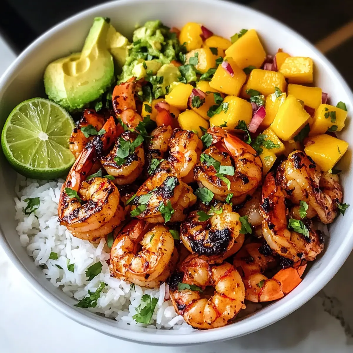 Chili-Limetten-Garnelen-Bowls mit Mango-Avocado-Salsa 5 Chili-Limetten-Garnelen-Bowls mit Mango-Avocado-Salsa