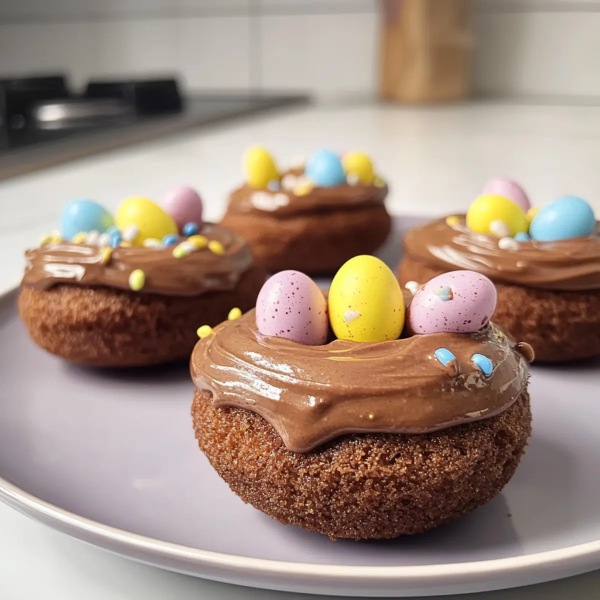 Schokoladen gebackene Donuts für ein süßes Ostern 2 Chocolate Baked Donuts ounaog