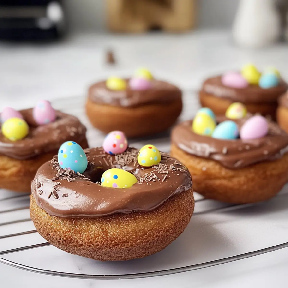 Schokoladen gebackene Donuts für ein süßes Ostern 5 Schokoladen gebackene Donuts