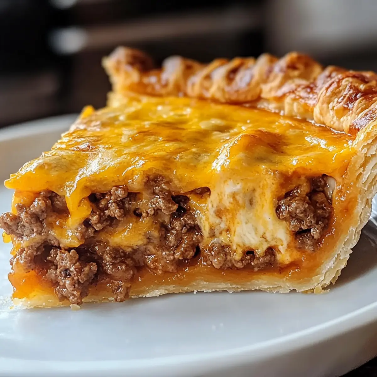 Klassische Amerikanische Cheeseburger-Pie Rezept Zutaten: - 1 Pfund Rinderhackfleisch - 1 kleine Zwiebel, gewürfelt - 2 Tassen Käsestücke - 1 Tasse Salat - 1 Tasse Tomaten, gewürfelt - 1 Tasse saure Sahne - 1 Teelöffel Worcestersauce - 1 Teelöffel Senf - 1 Teelöffel Pfeffer - 1 Teelöffel Salz - 1 französischer Tortenteig Anleitung: 1. Heize den Ofen auf 175 Grad Celsius vor. 2. Brate das Rinderhackfleisch und die Zwiebel in einer Pfanne, bis das Fleisch durchgegart ist und die Zwiebel weich ist. 3. Füge Worcestersauce, Senf, Pfeffer und Salz hinzu. Gut mischen. 4. Lege den Tortenteig in eine Pie-Form. 5. Gib die Fleischmischung auf den Teig. 6. Streue Käse darüber. 7. Schlage die saure Sahne auf und verteile sie über den Käse. 8. Backe das Ganze etwa 30-35 Minuten oder bis der Teig goldbraun ist. 9. Lasse es etwas abkühlen, bevor du es servierst. гарний апетит