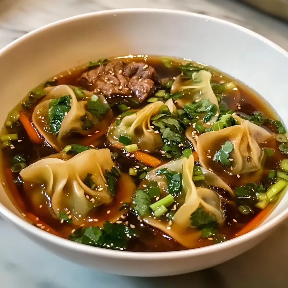 Kuschelige Rindfleisch-Teigtascherlsuppe: Eine Schüssel voller reiner Geborgenheit