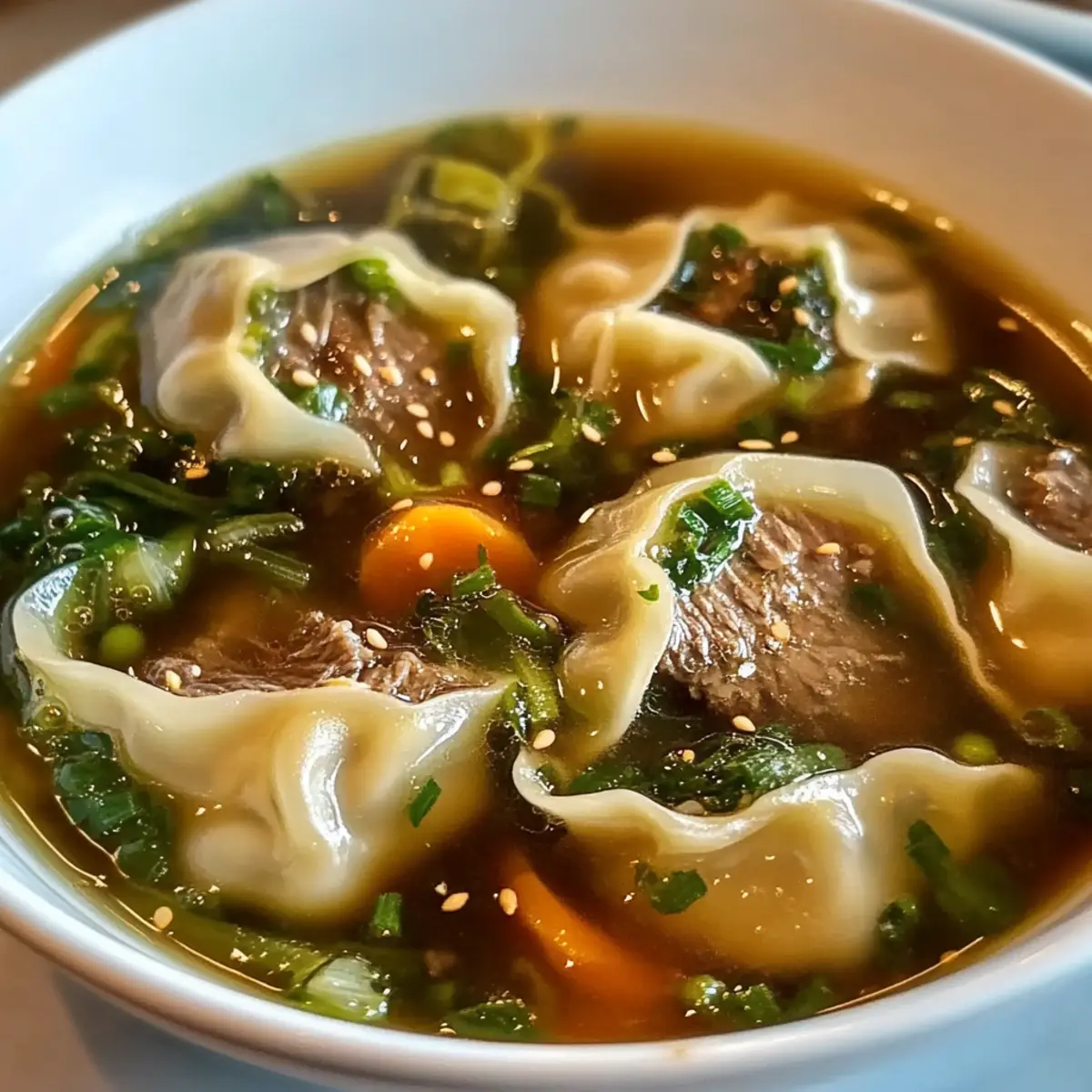 Gemütliche Rindfleisch-Teigtaschen-Suppe für Seele und Magen 2 Cozy Beef Potsticker Soup fwjzli