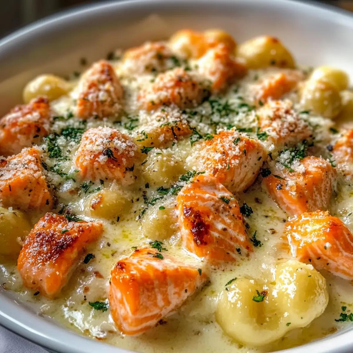 Cremiger Knoblauch-Parmesan Lachs-Gnocchi-Auflauf 2 Cremiger Knoblauch Parmesan Lachs Gnocchi Auflauf Rezept jl6nuz