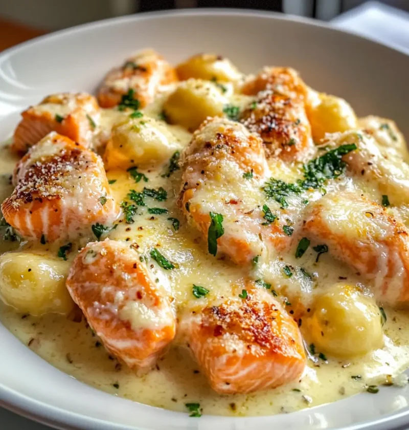 Cremiger Knoblauch-Parmesan Lachs-Gnocchi-Auflauf 1 Cremiger Knoblauch-Parmesan Lachs-Gnocchi-Auflauf Rezept