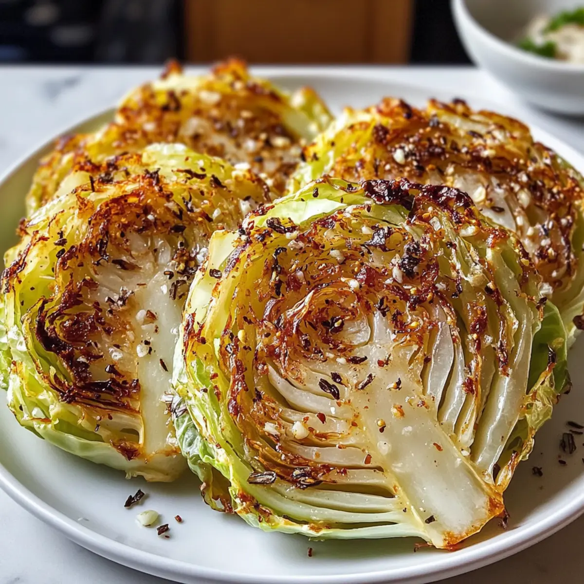 Knusprige geröstete Kohlsteaks mit köstlichem Twist 2 Crispy Roasted Cabbage Steaks Oven or Air Fryer huql5d