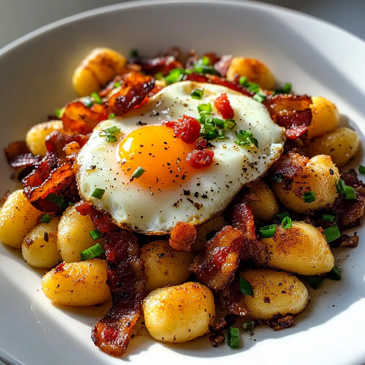 Dein perfektes FrA¼hstA¼ck Gnocchi Hash mit Ei Rinderbacon me7jnb